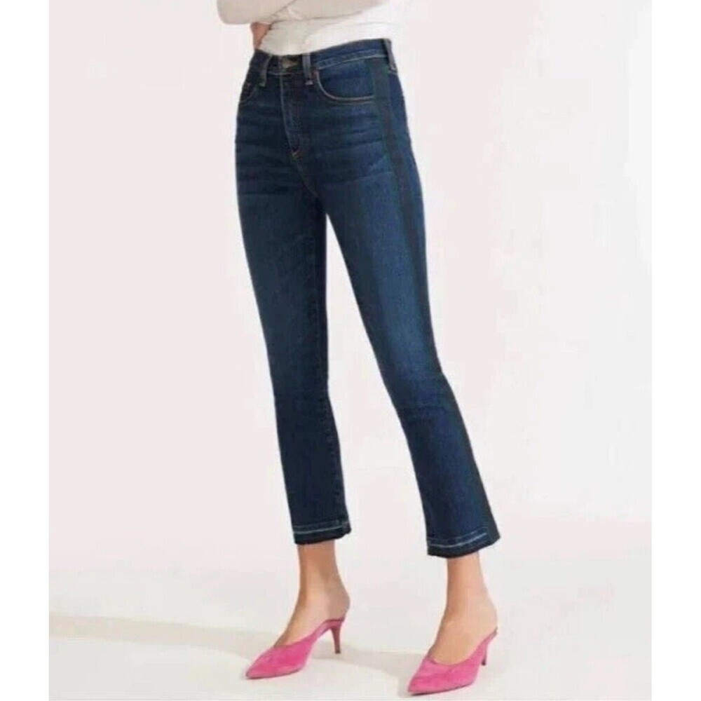 VERONICA BEARD Jeans Size 25/0‎ Carly Kick Flare High Rise Blue Green Stripe USA